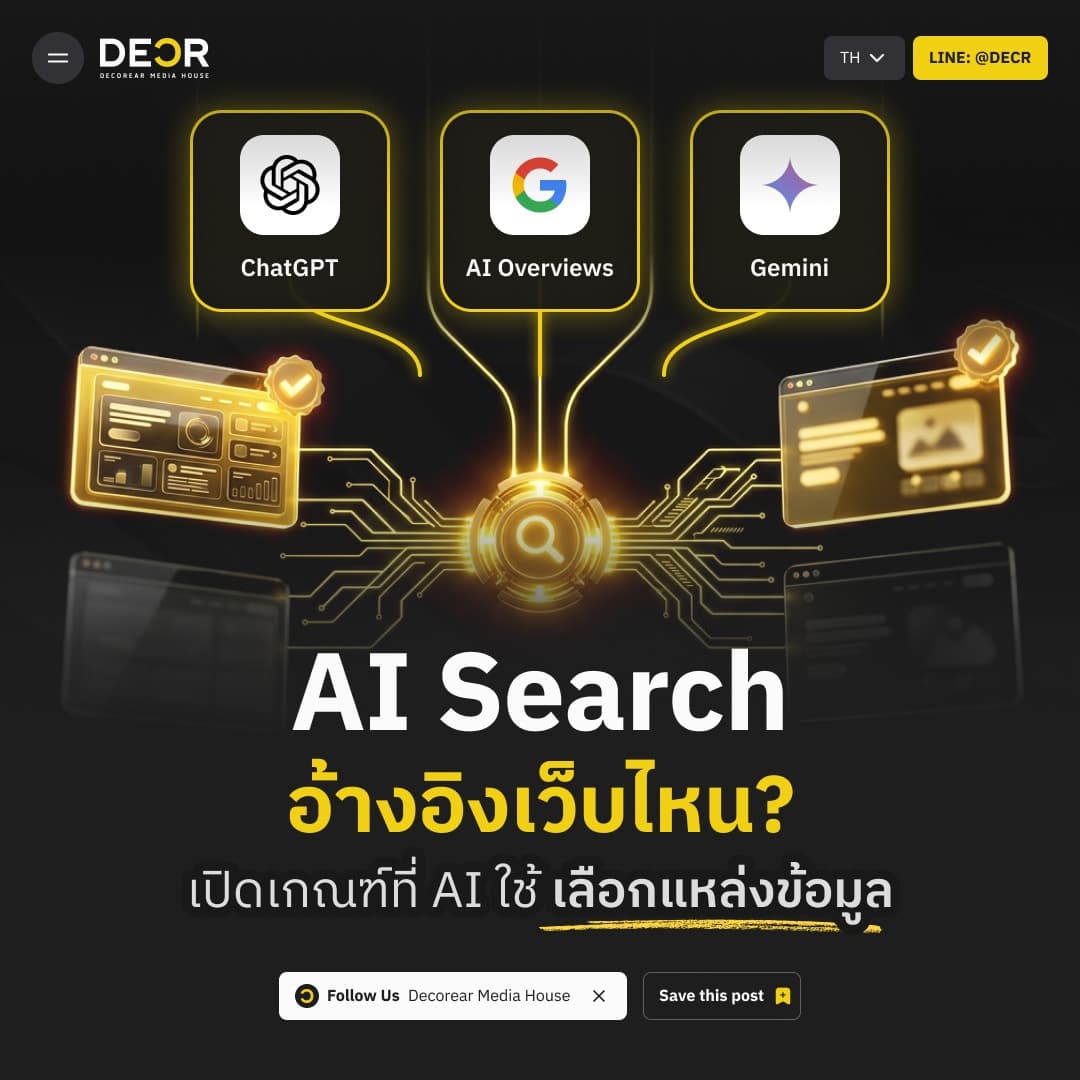 AI Search เลือกแหล่งข้อมูลอย่างไร ทำไมบางเว็บไซต์ถึงถูกอ้างอิง?