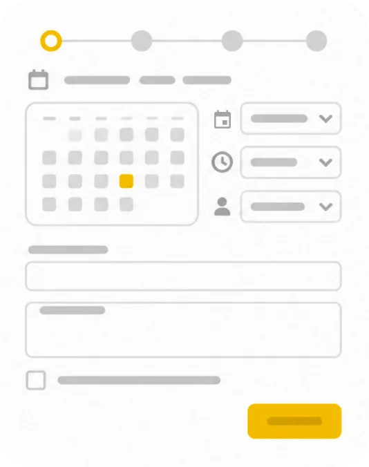 Booking calendar screen of a custom software system